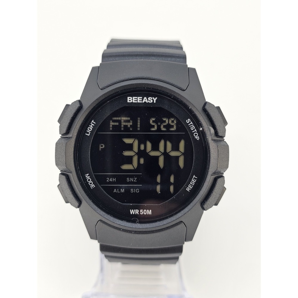 Beeasy Men's‎ Digital Sports Watch 49MM Black Plastic Bands Light Working